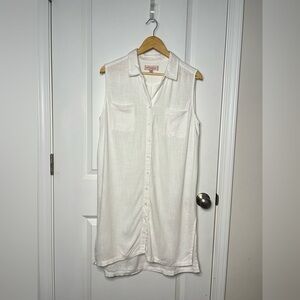 White sleeveless button-down tunic top Philosophy Silk Blend Sz L